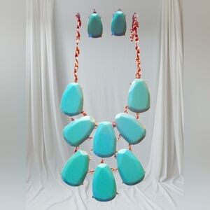 Mix It Aqua Statement Necklace 2 piece Set Nwt